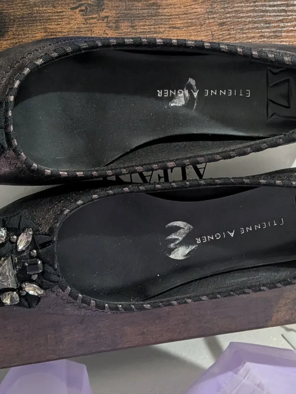 Etienne aigner metallic floral flats